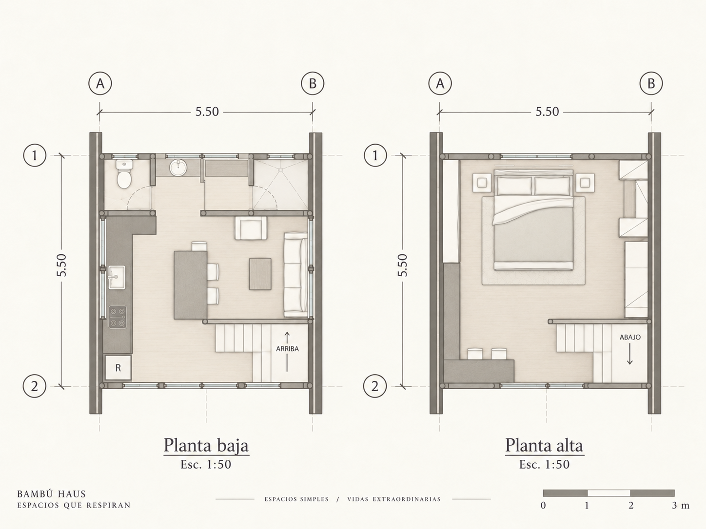 Planta arquitectónica actualizada de Bambú-Haus